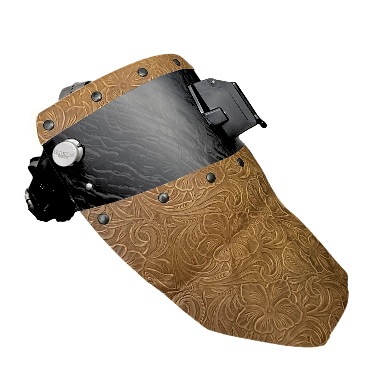 Corn Silk Carbon Fiber Chopped Top & Bottom Leather Welding Hood - Image 2
